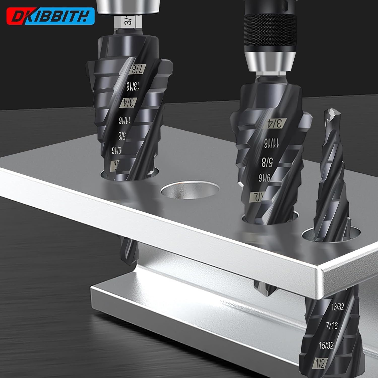 Broca escalonada para madera de metal de 316 a 78 pulgadas, 4 flautas en espiral, Unibit de cobalto M35 HSS, vástago hexagonal de 14 pulgadas, broca