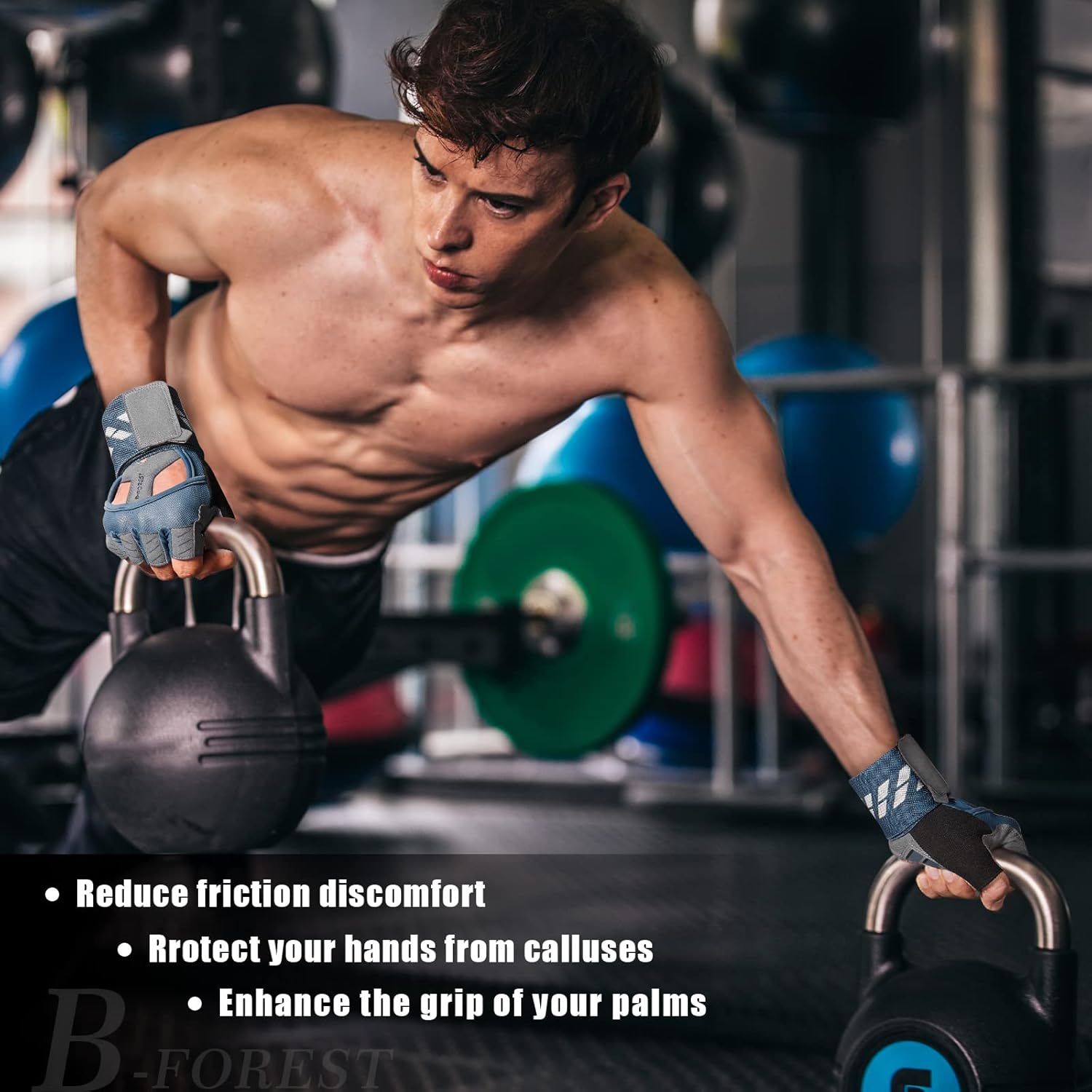 B-Forest Guantes de entrenamiento, guantes de gimnasio, guantes de levantamiento de pesas con muñequera para hombres y mujeres para entrenamiento,