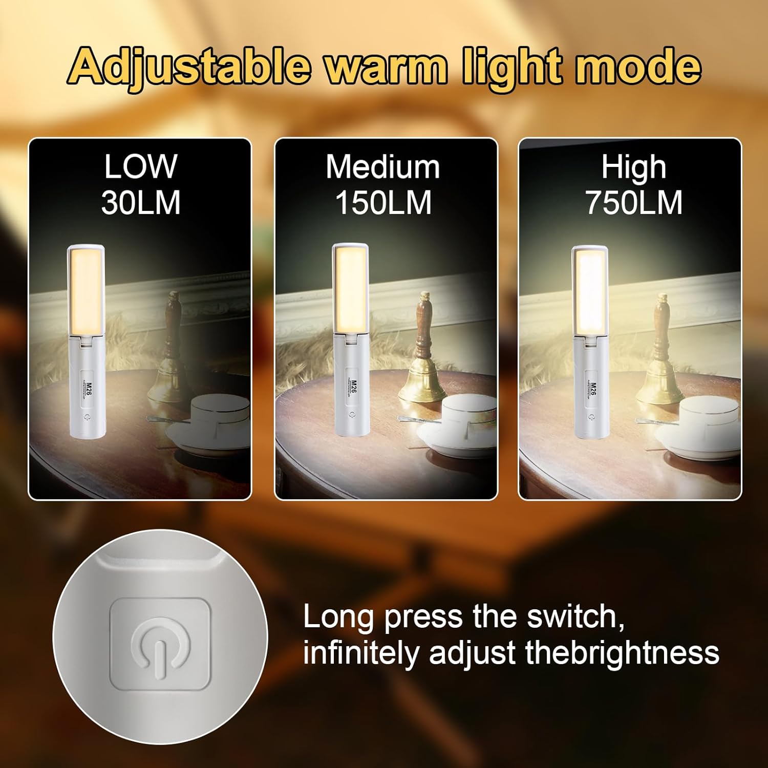 Linterna plegable recargable para campamento, 3 modos de iluminación con batería recargable de 3500 mAh, IP65 impermeable linterna portátil para