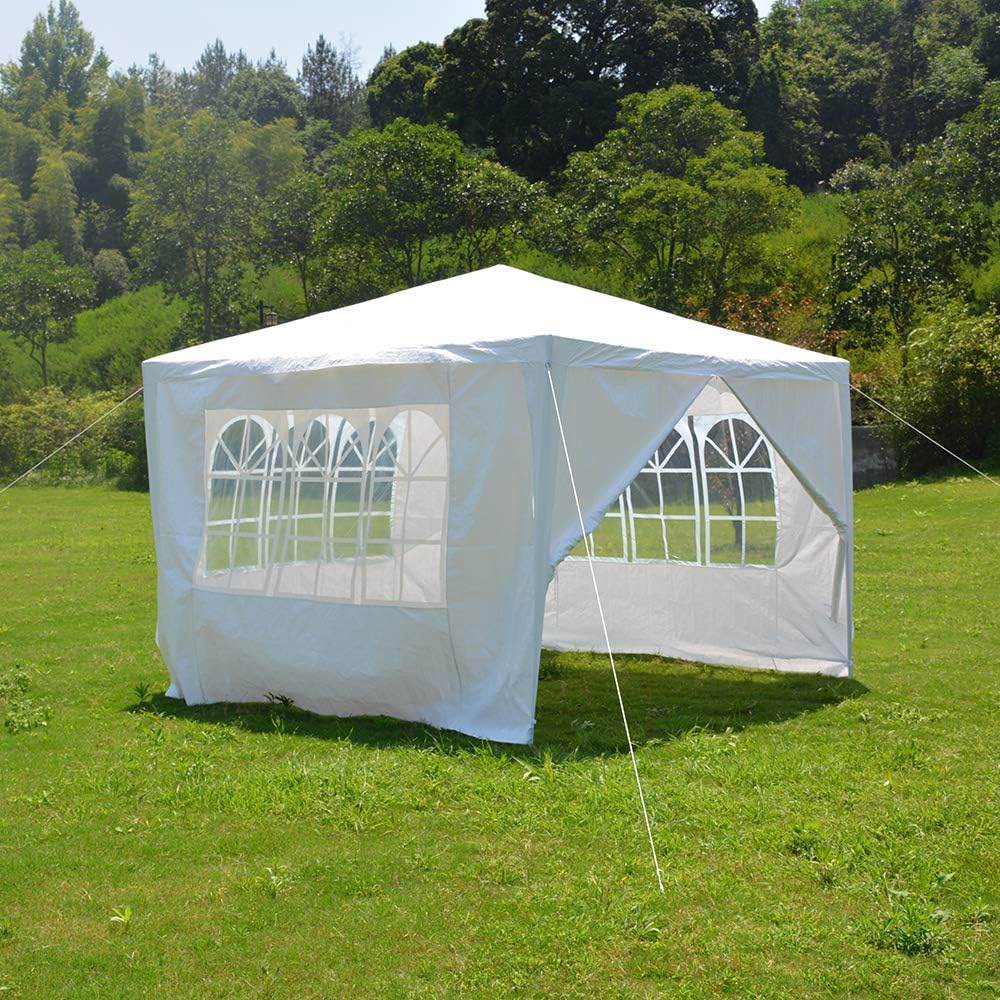 Carpa de PE para jardín, carpa de fiesta, 4.23 oz, impermeable, para exteriores, 9.8×9.8 ft9.8×19.7 ft9.8×29.5 ft (9.8×9.8 ft, blanco)