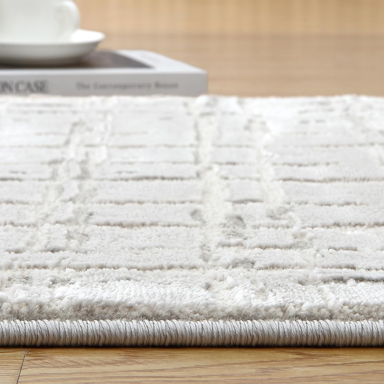 WESTLOOM Alfombra de área de 2 x 3 pies, modernas alfombras abstractas a cuadros, parte trasera de yute antideslizante, ideal para dormitorio, sala