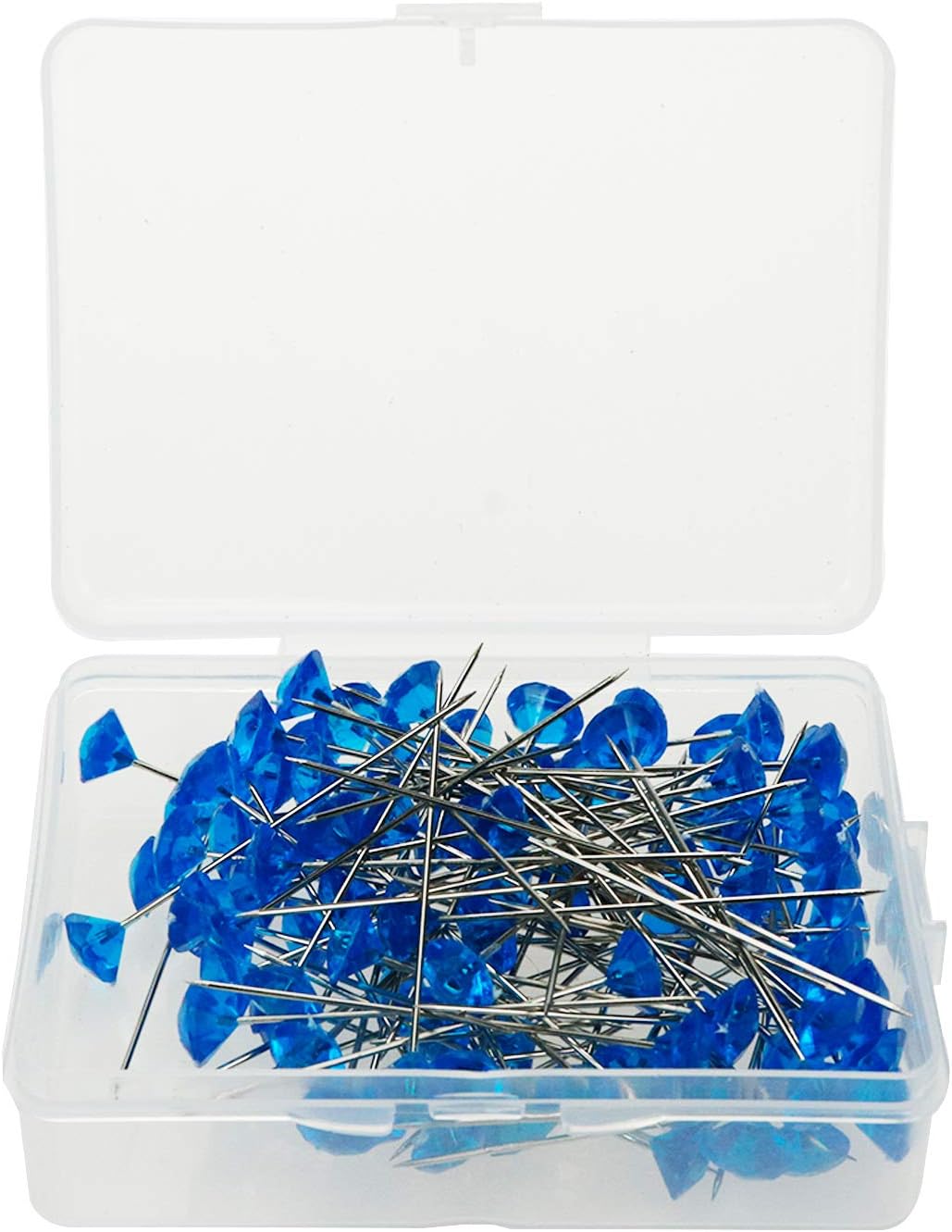 200 alfileres de costura azules, 1.969in1.97 pulgadas, alfileres de cabeza de cristal para decoración de flores