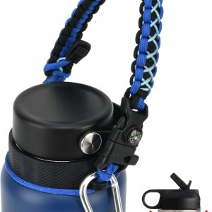 Asa de cuerda de paracaídas para botella Hydro Flask 2.0 de boca ancha estándar con anillo y mosquetón (12, 16, 18, 20, 32, 40 y 64 onzas) Asa de cuerda de paracaídas para botella Hydro Flask 2.0 de boca ancha estándar con anillo y mosquetón (12, 16, 18, 20, 32, 40 y 64 onzas)