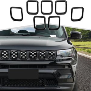 Insertos de parrilla protectores de rejilla compatibles con Jeep Compass 2021 2022 2023 TrailhawkLimitedLatitudAltitudSport (Negro) Insertos de parrilla protectores de rejilla compatibles con Jeep Compass 2021 2022 2023 TrailhawkLimitedLatitudAltitudSport (Negro)