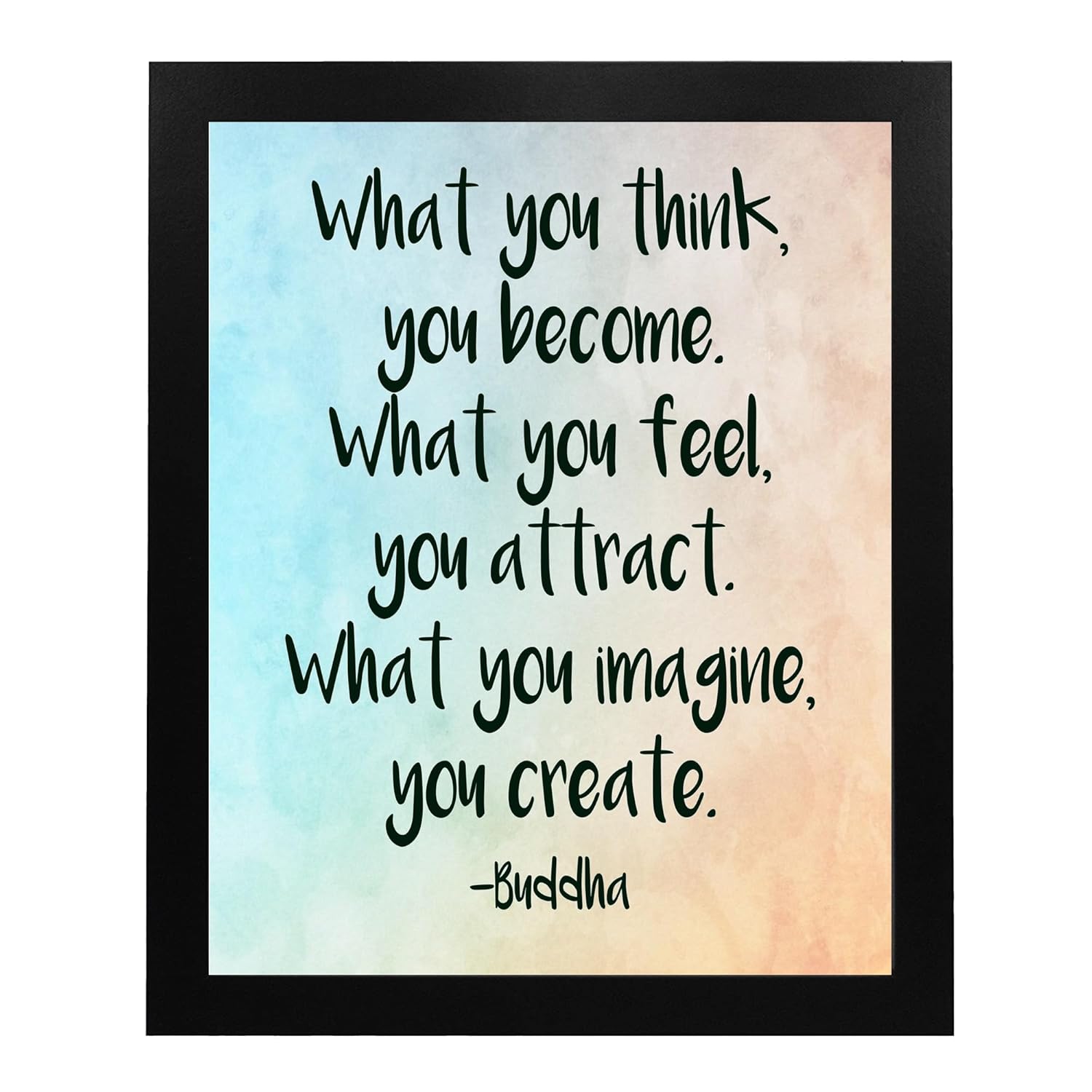 What You Think You Become – Spiritual Buddha Quotes Wall Art, Modern Inspirational Positive Wall Print, Ideal Wall Decor For Home Decor, Studio