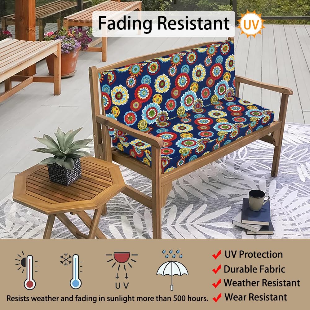 Funda de cojín para banco de patio, 45 x 18 x 3 pulgadas, resistente al agua, protección UV, muebles de exterior, funda de cojín de repuesto con