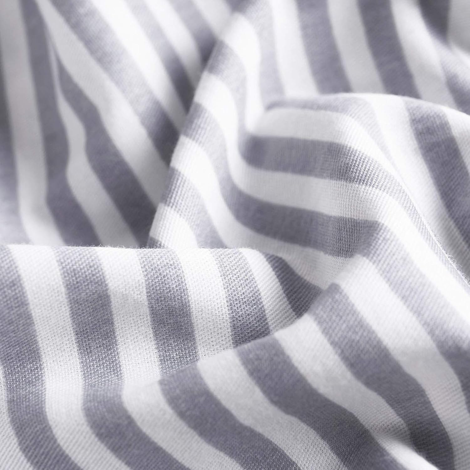 Wake In Cloud – Juego de edredón gris y blanco Cal King, juego de ropa de cama ligero de algodón de 3 piezas para hombres y mujeres, diseño de rayas
