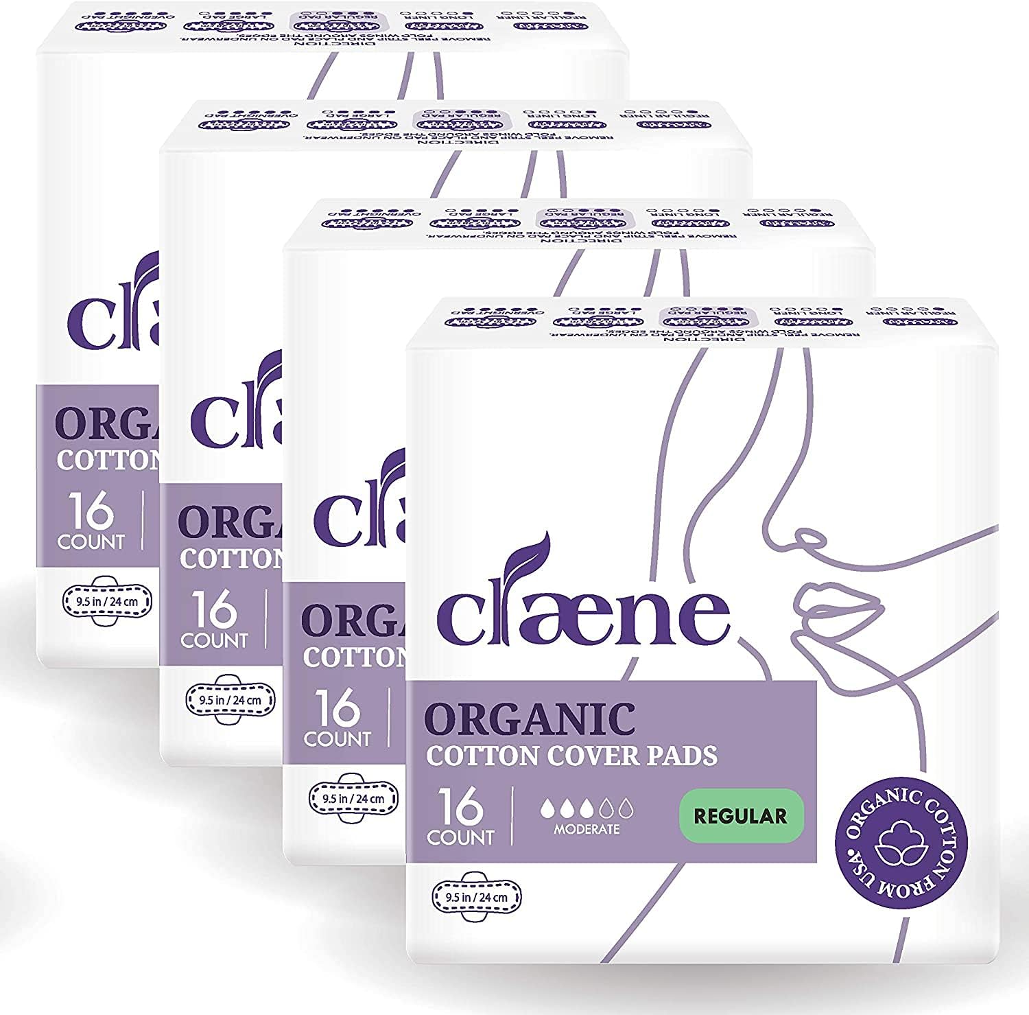 Organic Cotton Cover Pads, Cruelty-Free, Menstrual Overnight Sanitary Pads for Women, Unscented, Breathable, Vegan, Organic Pads, Natural Sanitary