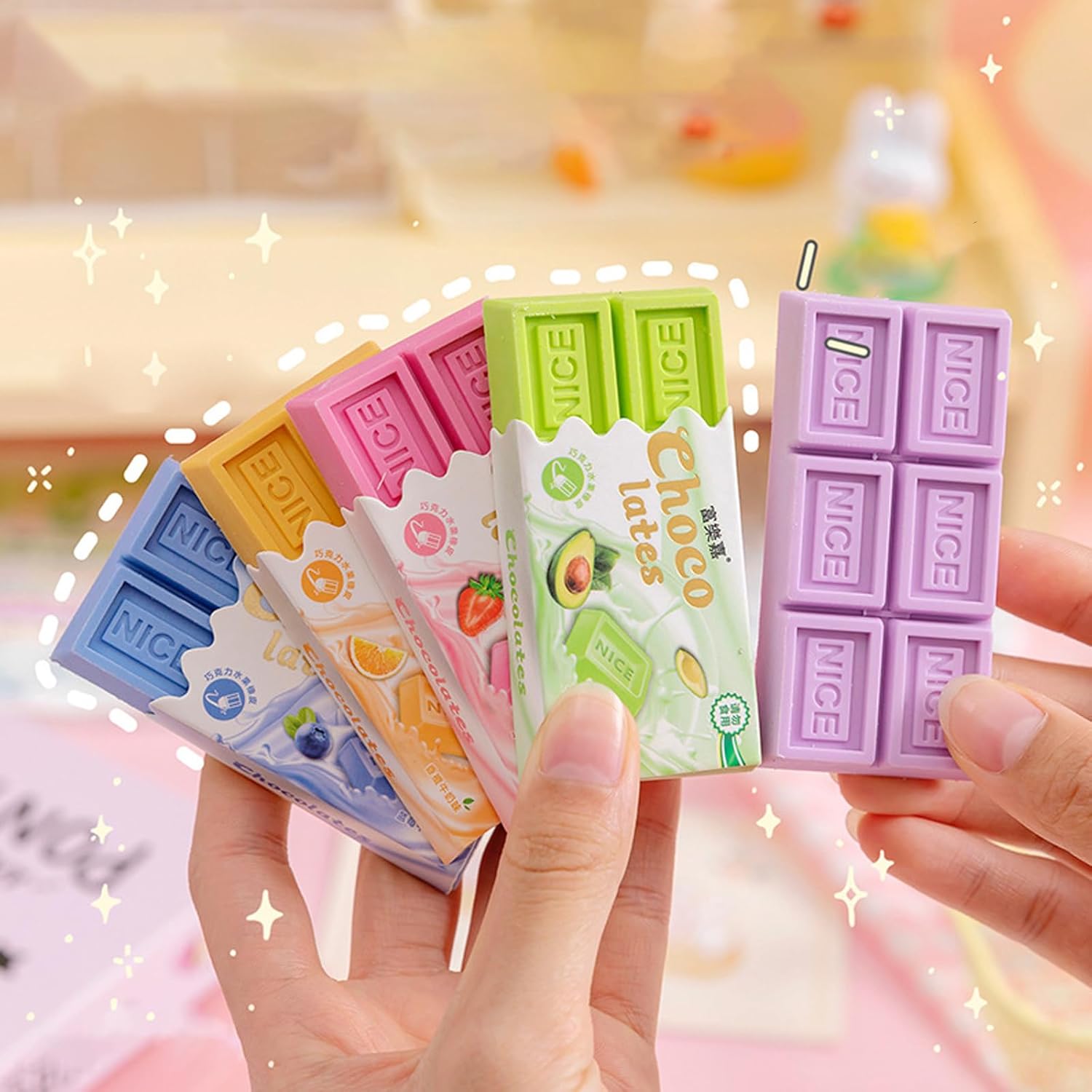 Exasinine Borrador de chocolate para suministros escolares de regalo, 6 unidades