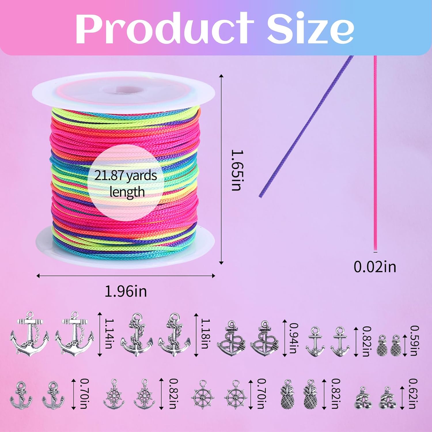 Cuerda de nailon para pulseras, 20 rollos de cordón de nudo chino de 0.028 in Kumihimo para hacer pulseras de la amistad, hilo para hacer joyas,