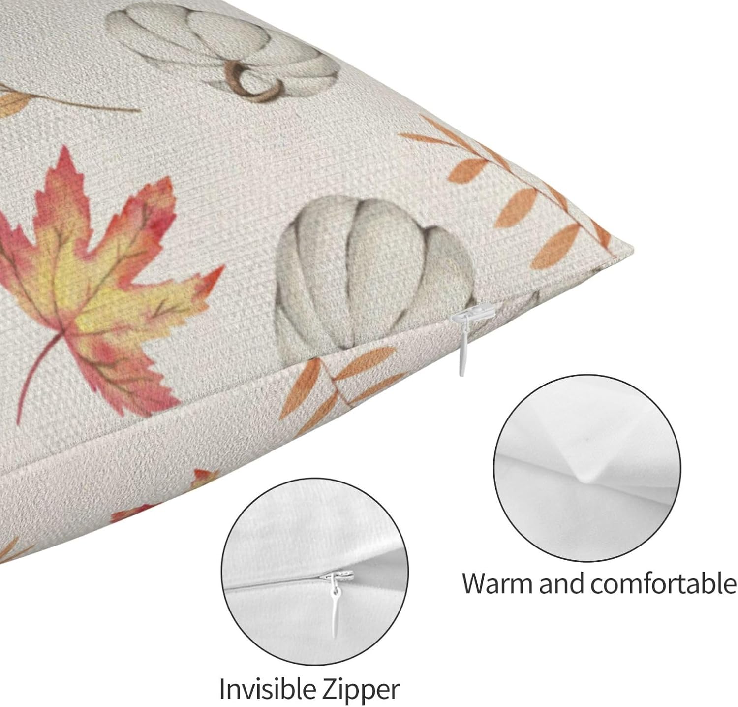 Juego de 2 fundas de almohada de otoño de 12 x 20 pulgadas, decoración de otoño, hojas de arce y calabaza, almohadas de temporada al aire libre,
