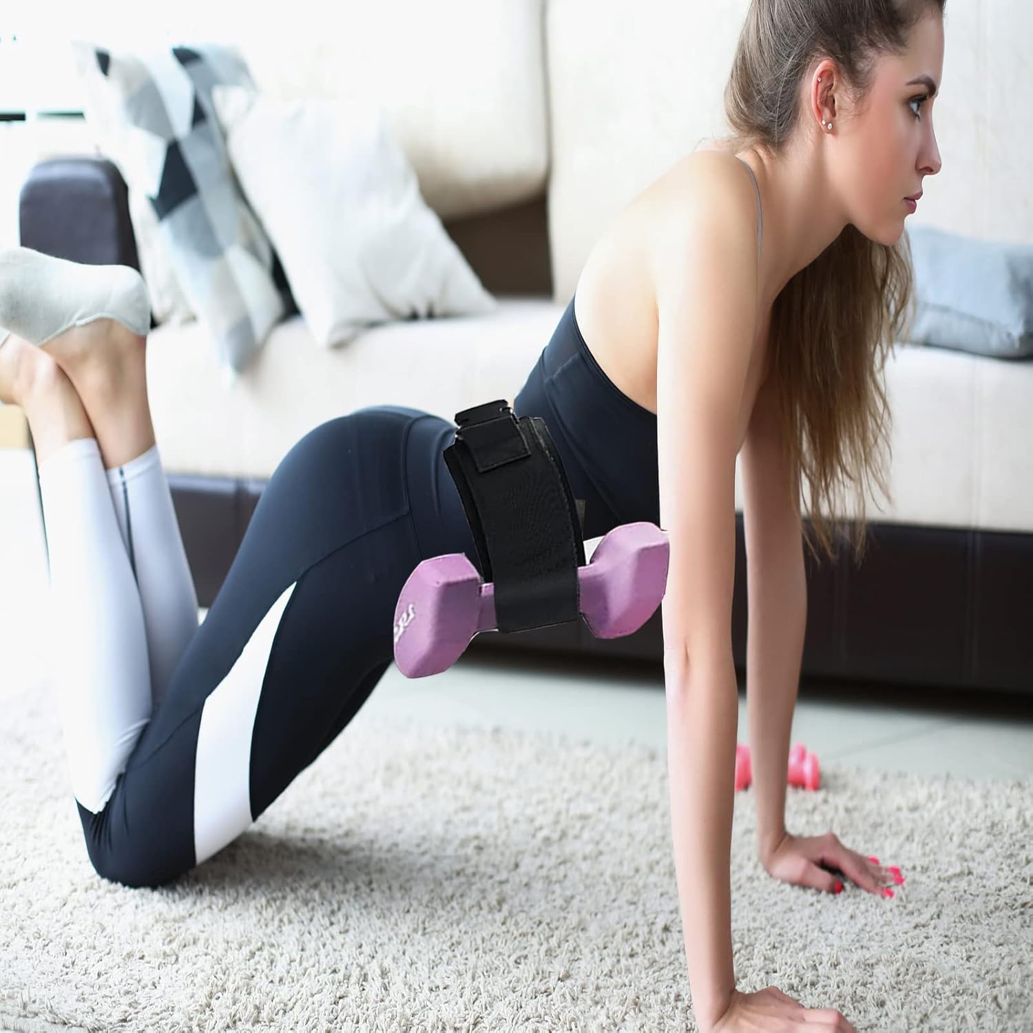Cinturón de ejercicio para ejercicios de cadera, portátil, antideslizante, correa para mancuernas para gimnasio y entrenamiento en casa