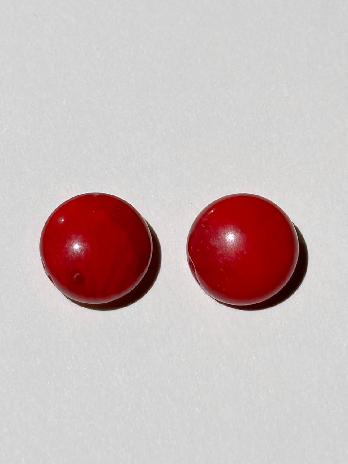 10mm Red Coral and Sterling Silver Post Earrings