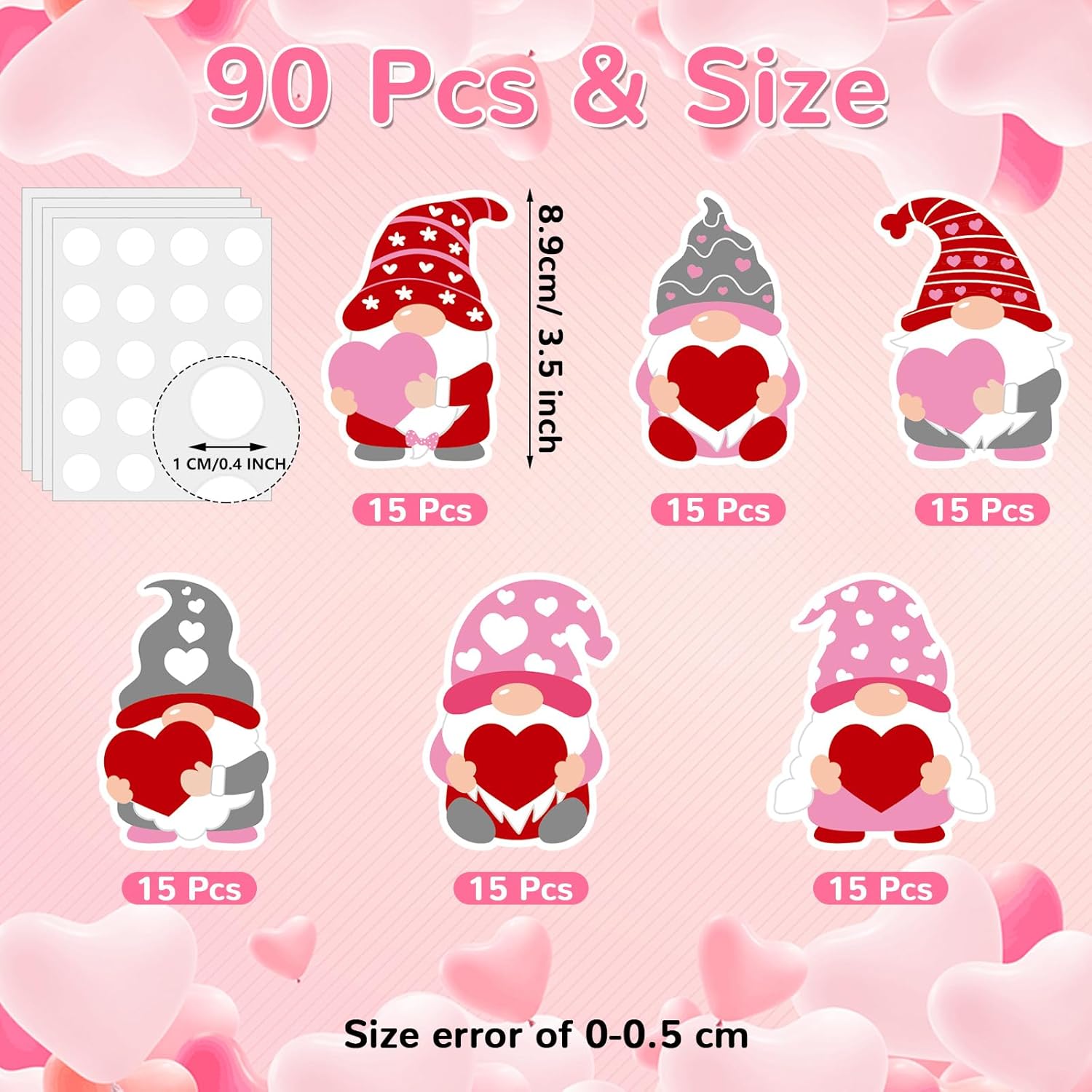 Zonon 90 piezas de recortes de corazón de gnomo, decoración de tablón de anuncios para oficina, aula, fiesta, tablón de anuncios, pizarra de pared,