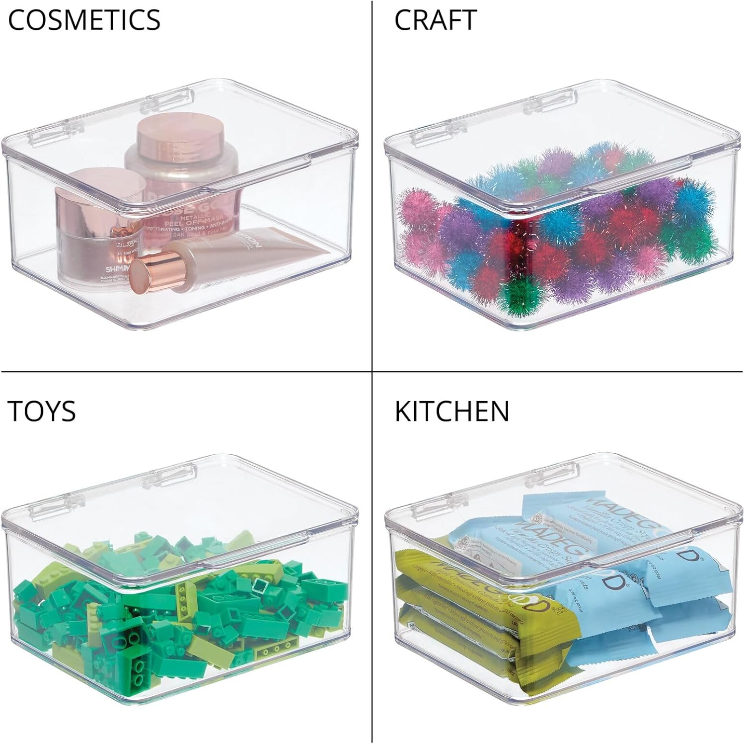 mDesign – Caja organizadora apilable con tapa para encimera