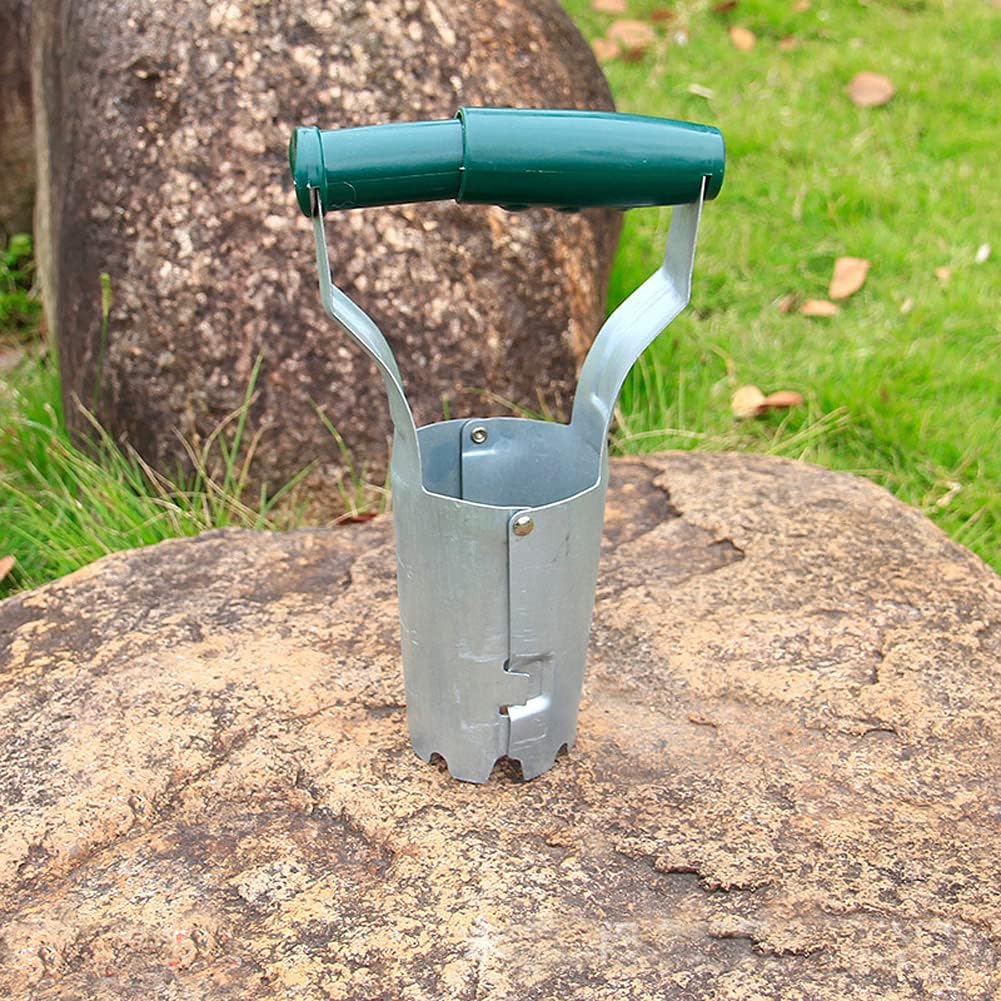 1 maceta de bulbo de metal para jardín, herramienta de plantación de bulbos manejados para excavar y rellenar agujeros, plantación consistente de