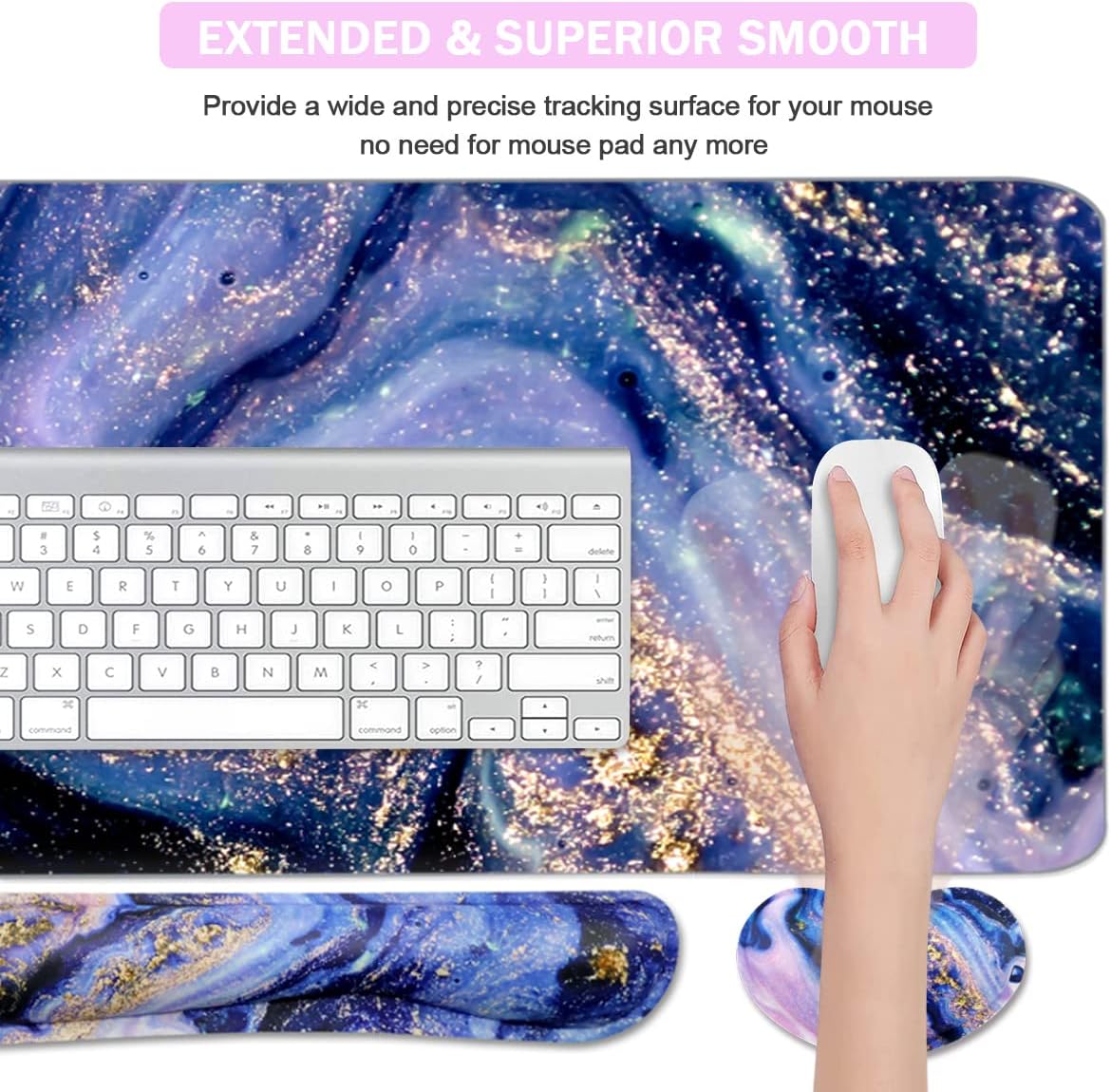 Alfombrilla de mouse grande 4 en 1 para juegos y reposamuñecas para teclado, almohadilla de escritorio para teclado y mouse, alfombrilla de