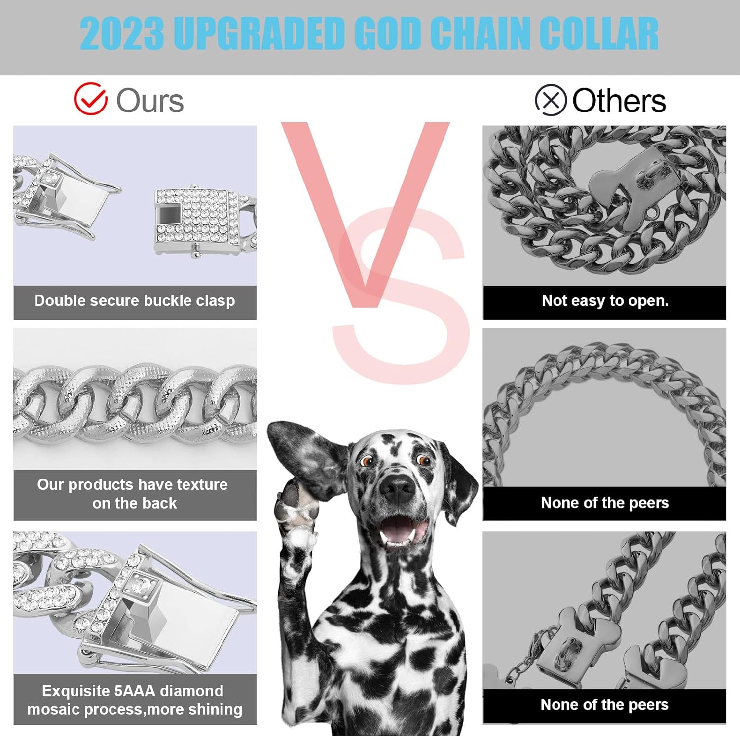 Collar cubano de cadena para perro con diseño de hebilla segura, collar de cristal cubano para mascotas, accesorios para perros pequeños, medianos y