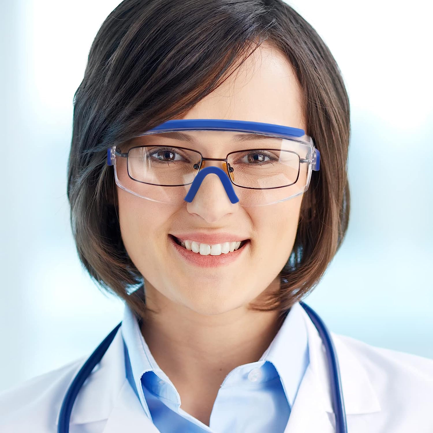 Gafas de seguridad sobre anteojos, anti niebla, gafas protectoras con marco ajustable para hombres y mujeres