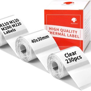 3 rollos de etiquetas transparentes originales Phomemo M110 de 1.57 x 1.18 pulgadas, compatibles con impresora de etiquetas Phomemo 3 rollos de etiquetas transparentes originales Phomemo M110 de 1.57 x 1.18 pulgadas, compatibles con impresora de etiquetas Phomemo