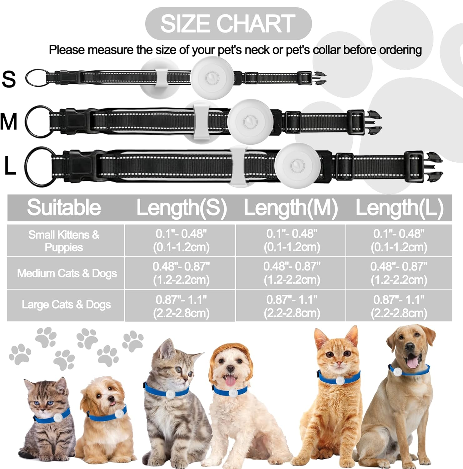 Paquete de 2 soportes impermeables IPX8 para collar de perro, funda de aire oculta para collar de gato, funda de silicona antipérdida para AirTag