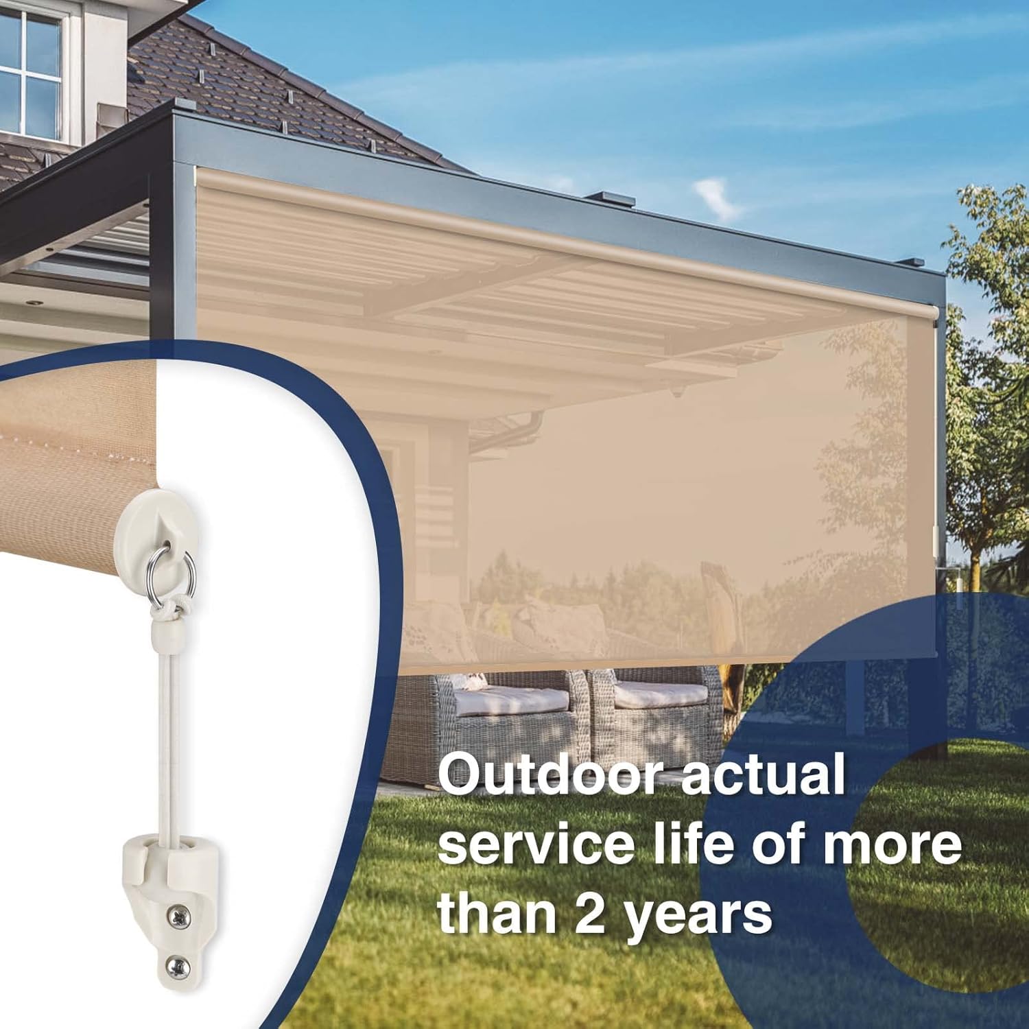 Piezas de repuesto para receptor elástico y elástico, amarres de sombra, resistencia a la intemperie, para persianas enrollables Coolaroo exterior,