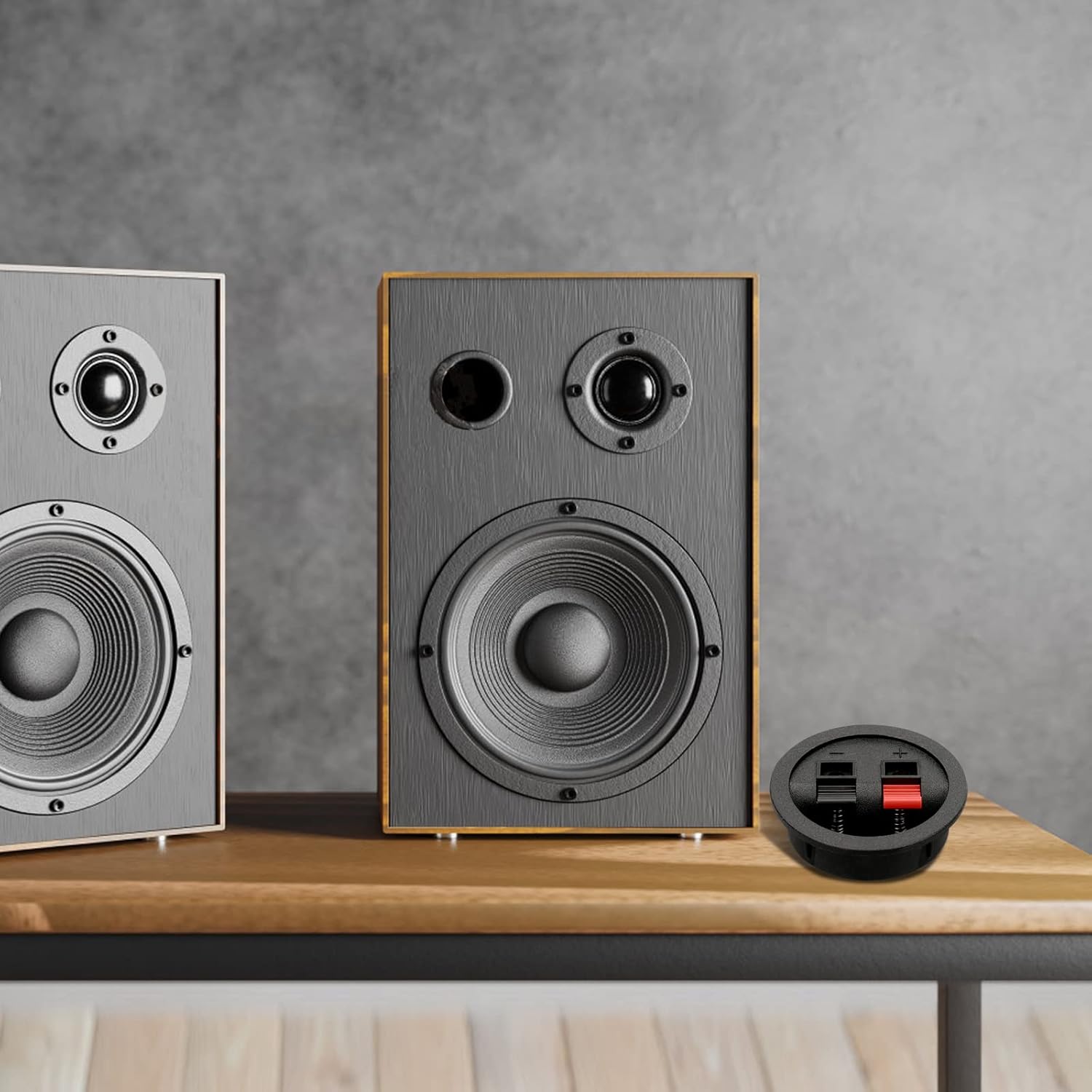 Tongze Caja de altavoz de 4 piezas, taza de terminal, caja de subwoofer redonda de resorte, conector de poste de unión para bricolaje para el hogar