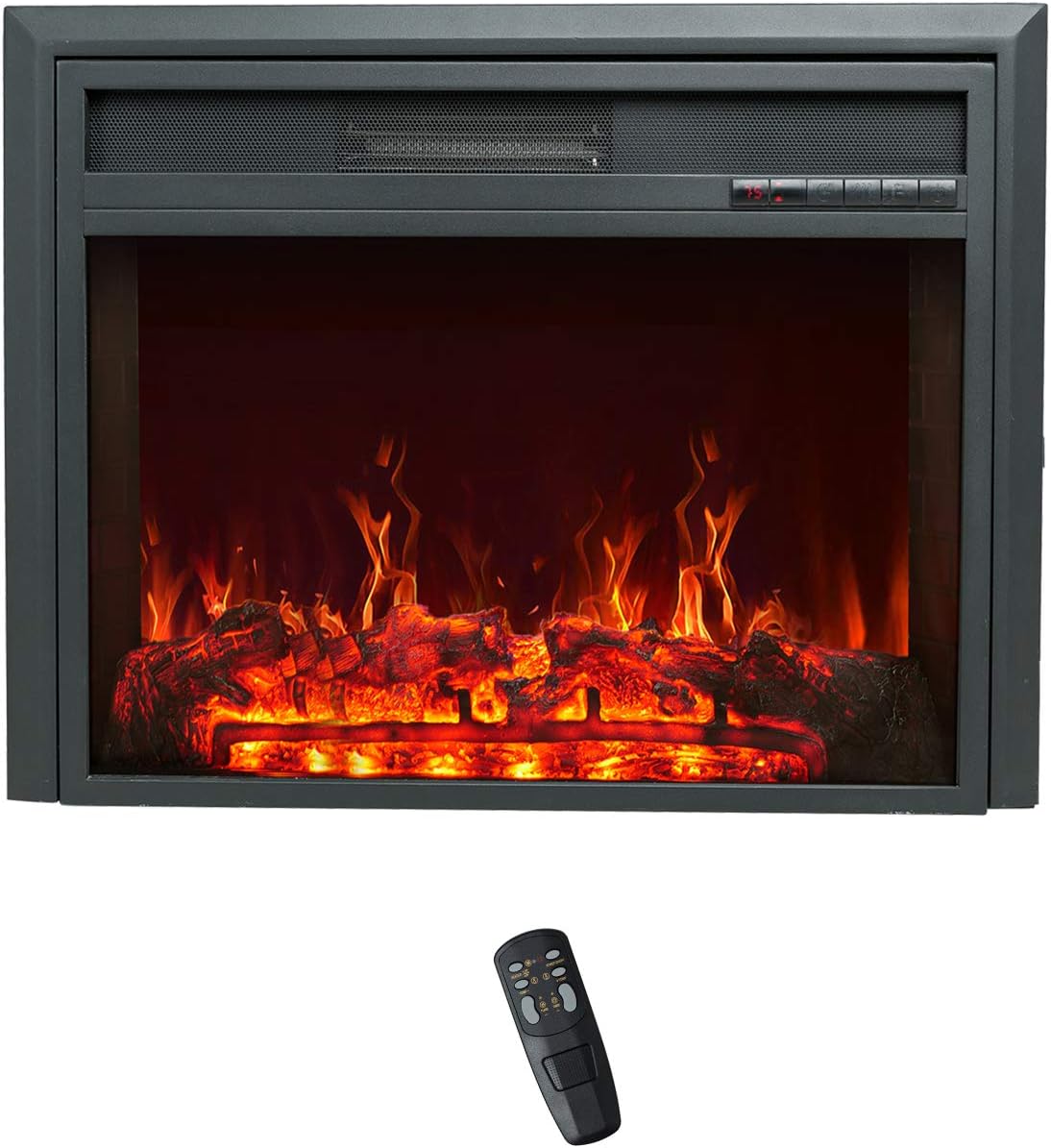 FLAME&SHADE Insertar chimenea eléctrica, 28 pulgadas de ancho, calentador de habitación portátil independiente con temporizador, termostato digital