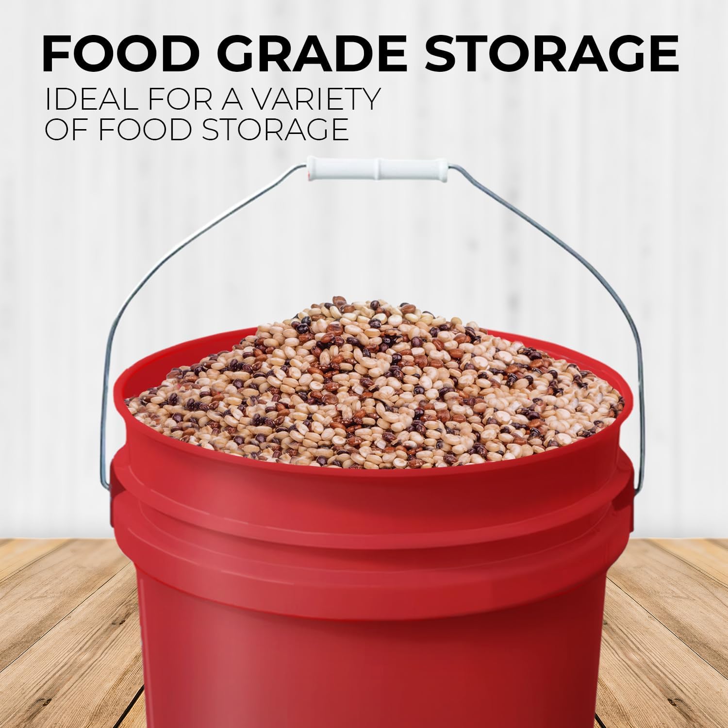 EconoHome Contenedor de cubo rojo de 5 galones sin tapa, asas de metal con agarre de plástico para un fácil transporte, fácil de apilar y almacenar,