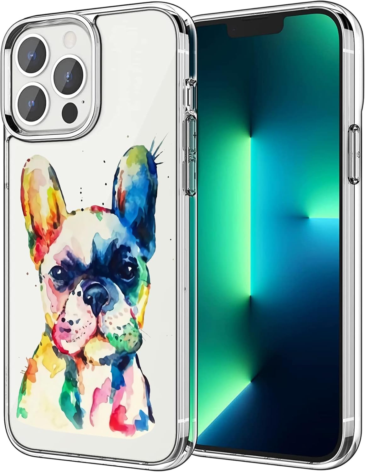 Funda compatible con iPhone 15 Pro Max, diseño de bulldog francés acuarela, a prueba de golpes, suave TPU para mujeres y hombres