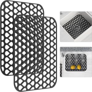 Tapete de silicona para fregadero, 2 unidades, protectores de fregadero para fregadero de cocina, rejilla antideslizante plegable para parte Tapete de silicona para fregadero, 2 unidades, protectores de fregadero para fregadero de cocina, rejilla antideslizante plegable para parte
