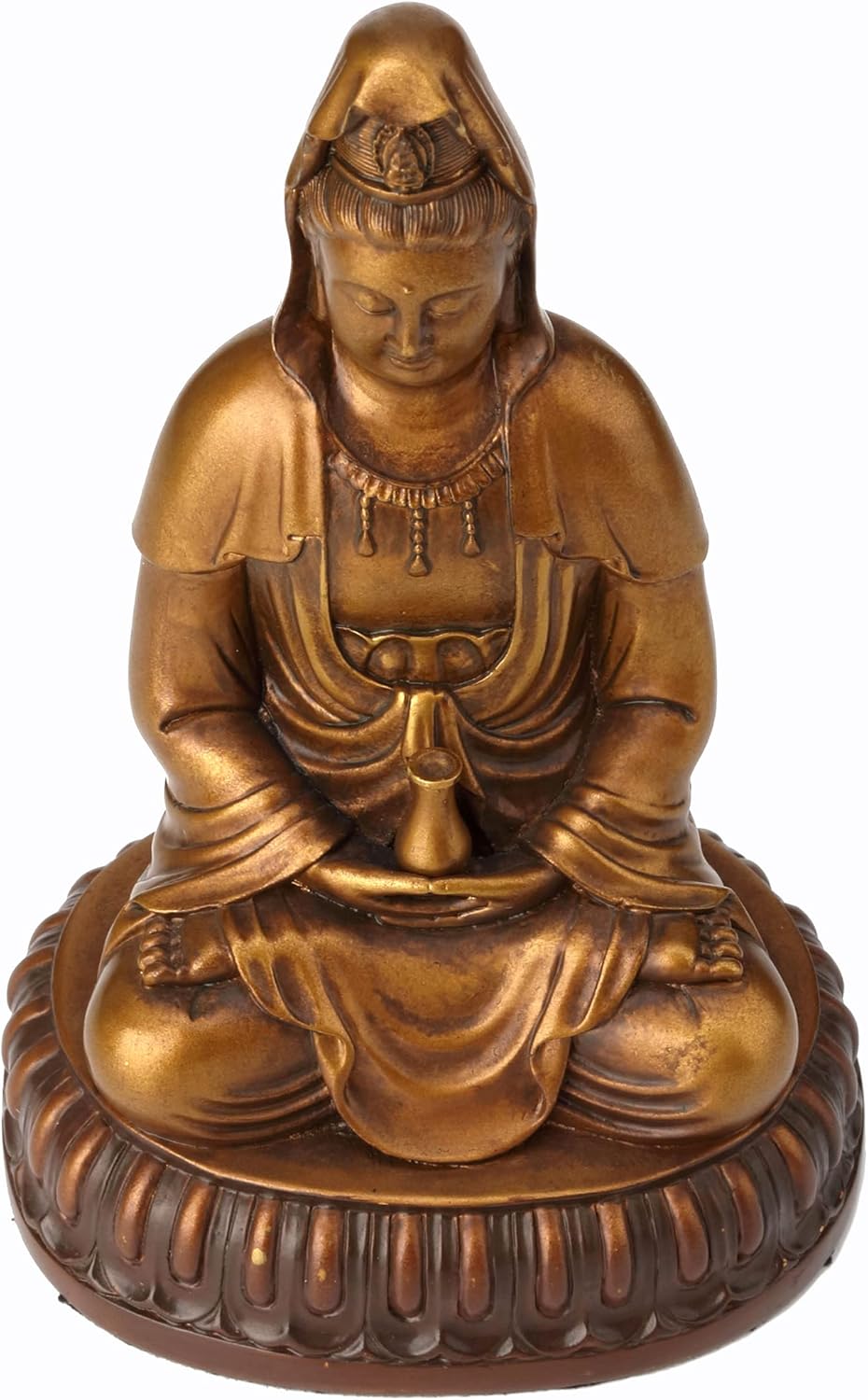 Veronese Design 5 12 pulgadas de alto Guanyin Lotus Meditación Pacífica Estatua Resina Acabado pintado a mano
