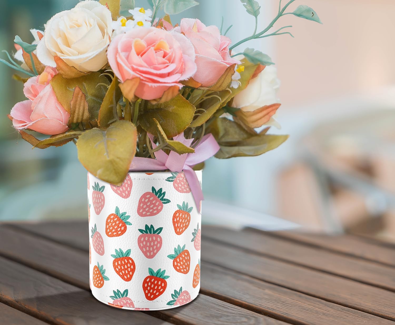 WAVEYU Soporte para bolígrafos para mujeres y niñas, taza de lápices, decoración de escritorio rosa, soporte para brochas de maquillaje, soporte