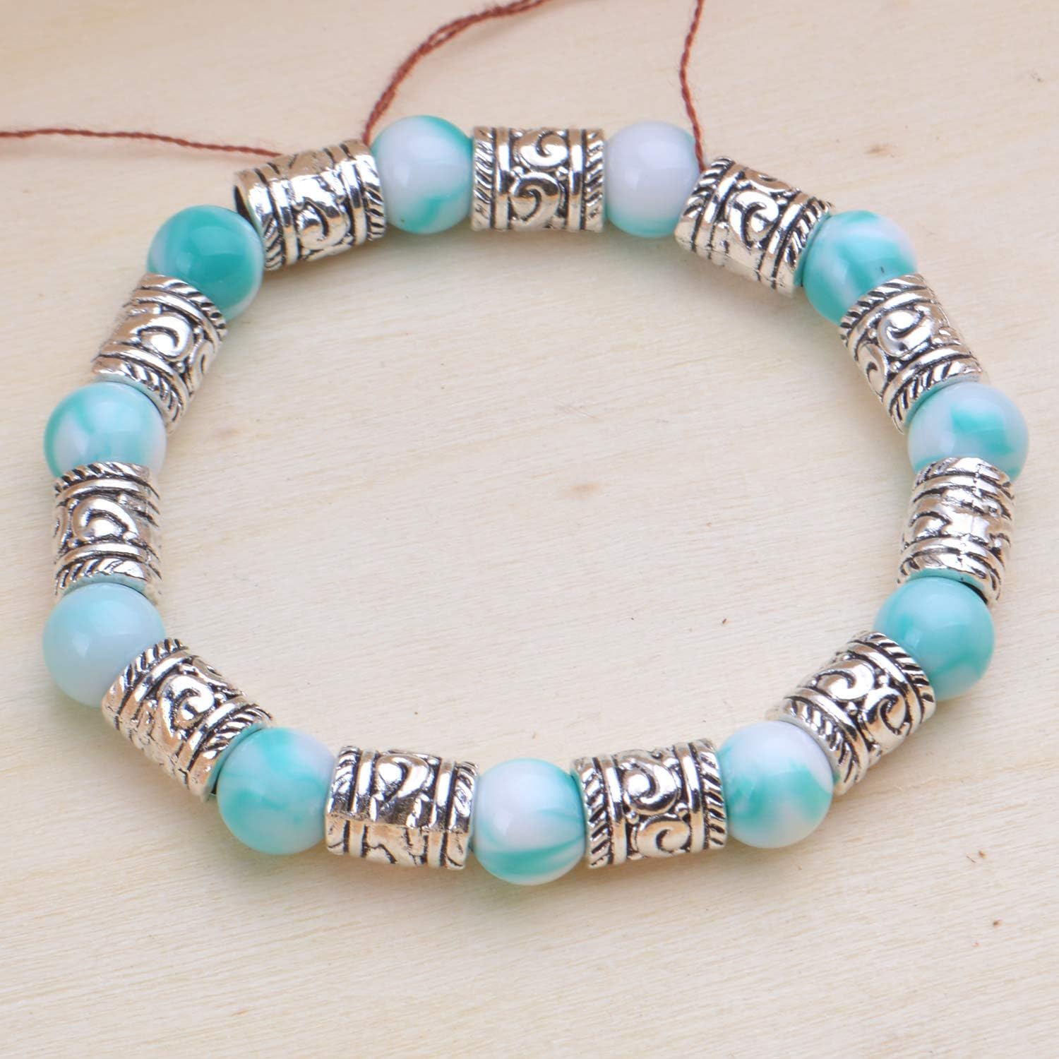 BronaGrand 100 cuentas espaciadoras de plata antigua, cuentas de agujero grande, cuentas de tubo hueco para pulseras y collares de bricolaje