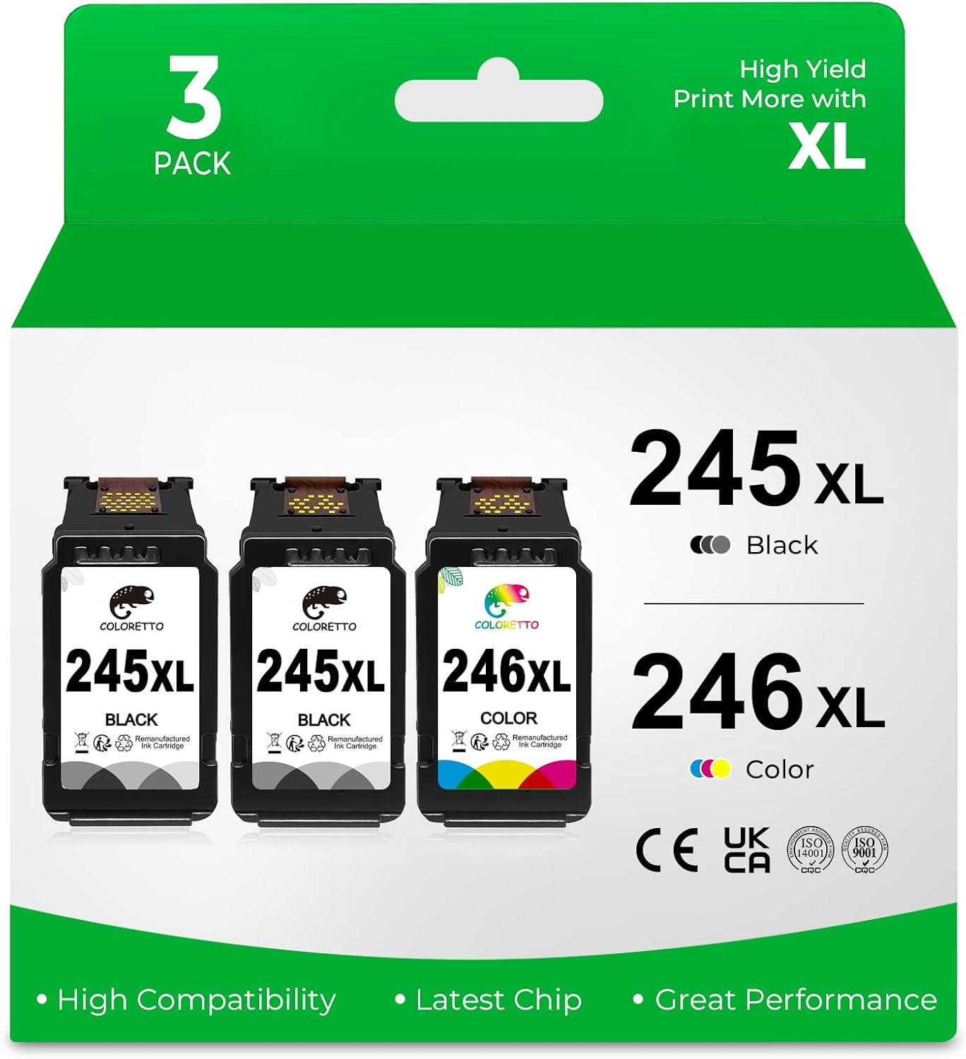COLORETTO Cartucho de tinta remanufacturado de repuesto para Canon Pg-245Xl Cl-246Xl PG-243 CL-244 para usar con Canon PIXMA MX492 MX490 IP2820