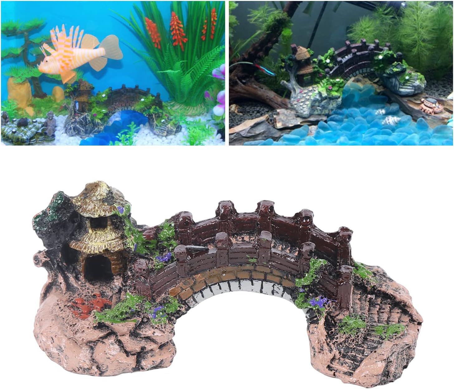 Fetcoi Acuario Puente Paisaje Ornamento Pabellón Árbol Pecera Decoración