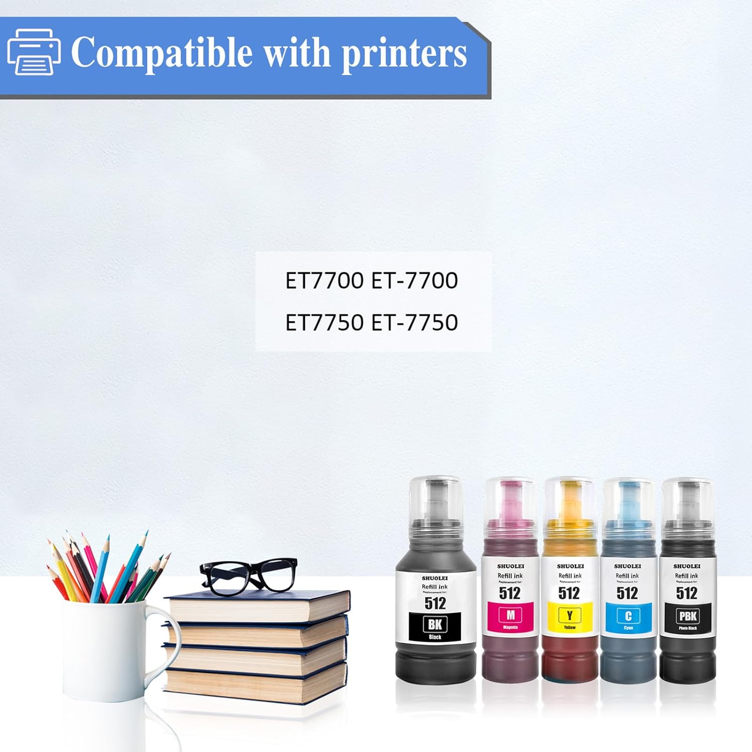 Botellas de tinta de repuesto compatibles 512 T512 compatibles con Epson 512 T512 T512020 T512120 T512220 T512320 T512420 funciona con Expression