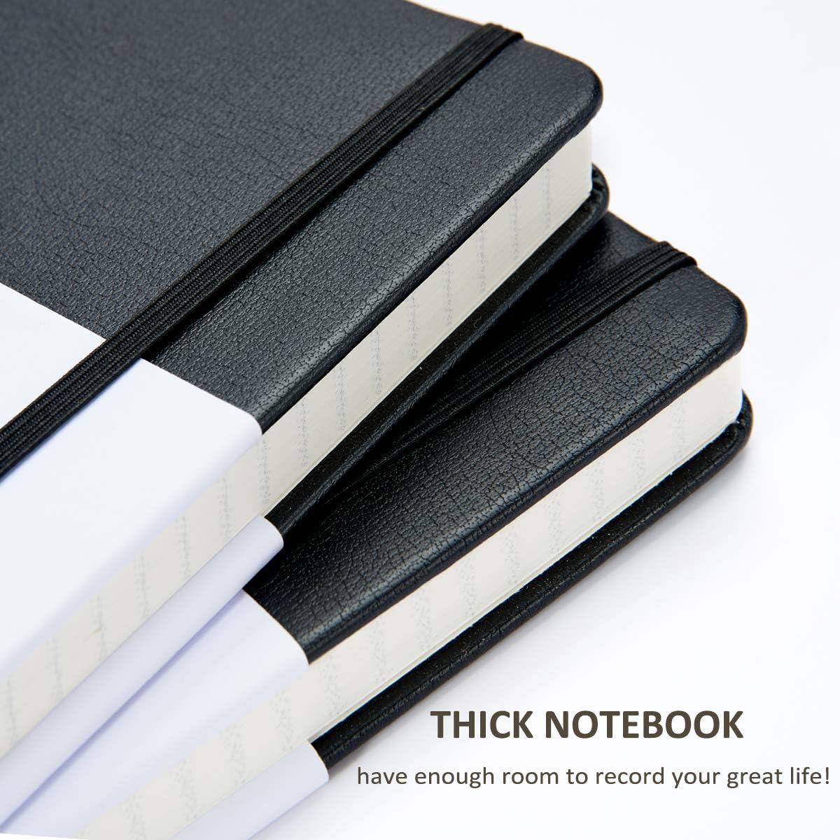 Cuaderno A5 de tapa dura, diarios universitarios con bolsillo, cuaderno de escritura de cuero sintético de papel grueso premium con lazo para