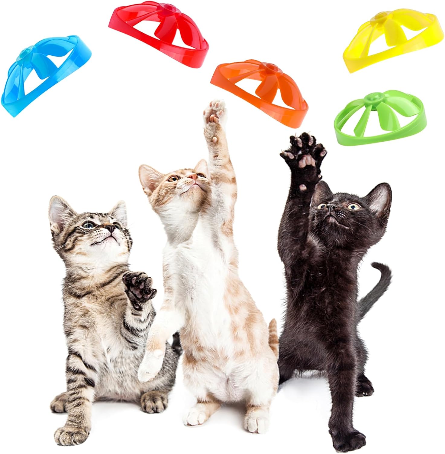 17 piezas de juguetes interactivos para gatos con hélices voladoras para gatos en interiores y exteriores, persiguiendo entrenamiento, caza y