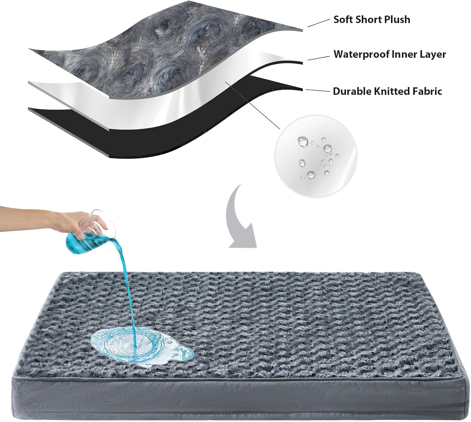 WNPETHOME Cama ortopédica grande para perros, cama para perros grandes con caja de espuma de huevo, cama para mascotas con felpa suave de rosa,
