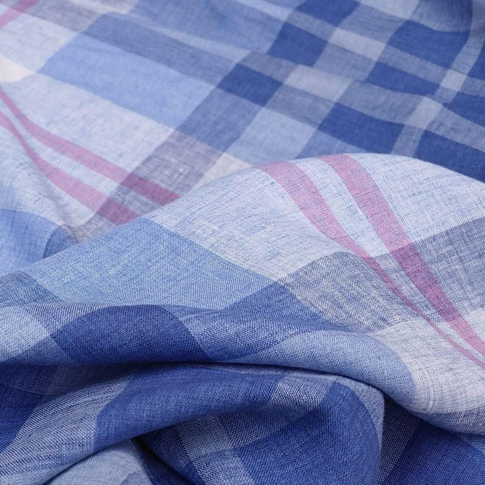 Tela de lino azul a cuadros  Material elegante y duradero para manualidades, ropa y decoración del hogar
