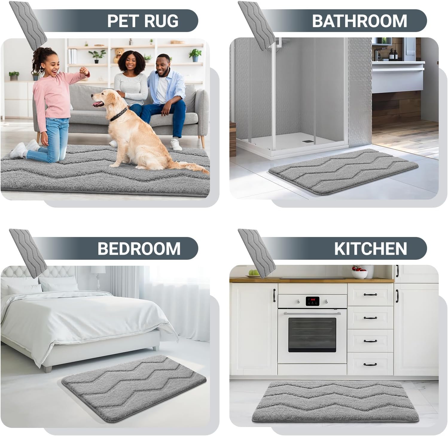 Alfombras de baño para baño, antideslizantes, ultra suaves, gruesas, para bañera, absorbente, para el suelo, de secado rápido, lavable a máquina, de