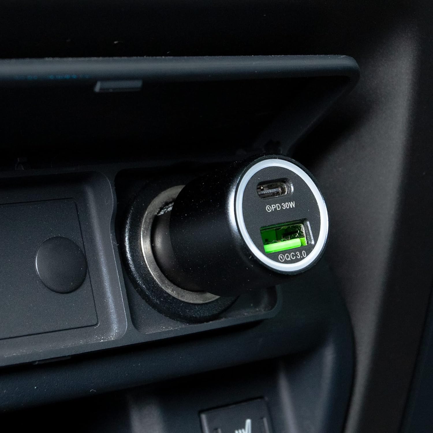 Wyssay Paquete de 1 cargador rápido de automóvil USB C de 48 W, adaptador de cargador de coche USB PD&QC 3.0 de doble puerto, cargadores de