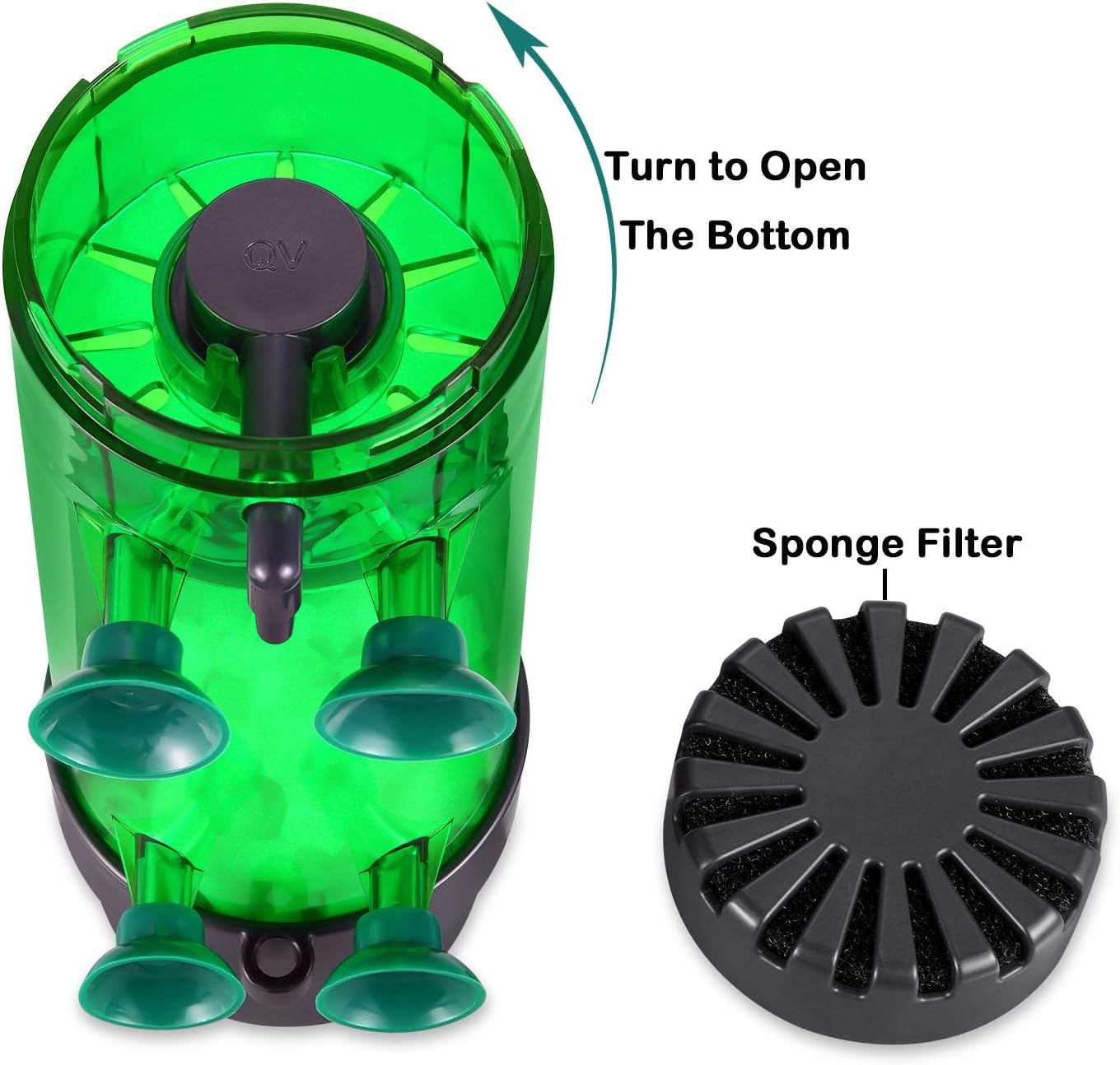 QANVEE Filtro de cama móvil fluidizado Burbuja Bio Media Reactor para acuario pecera con piedra de aire y filtro de esponja