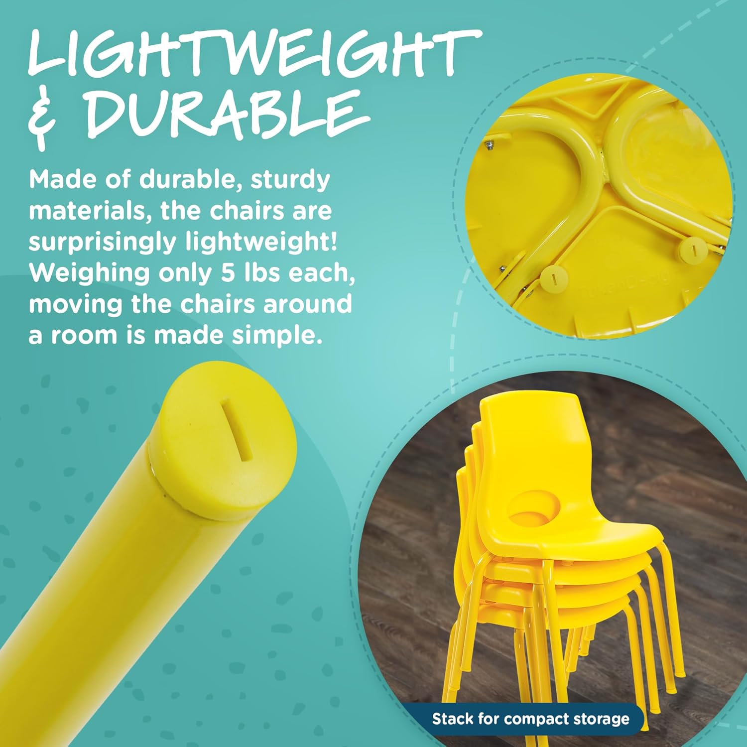 Angeles Silla MyPosture de 8 pulgadas de alto, amarillo, AB8008PY, muebles de aula de escuela en casa, asiento flexible, silla de escritorio escolar