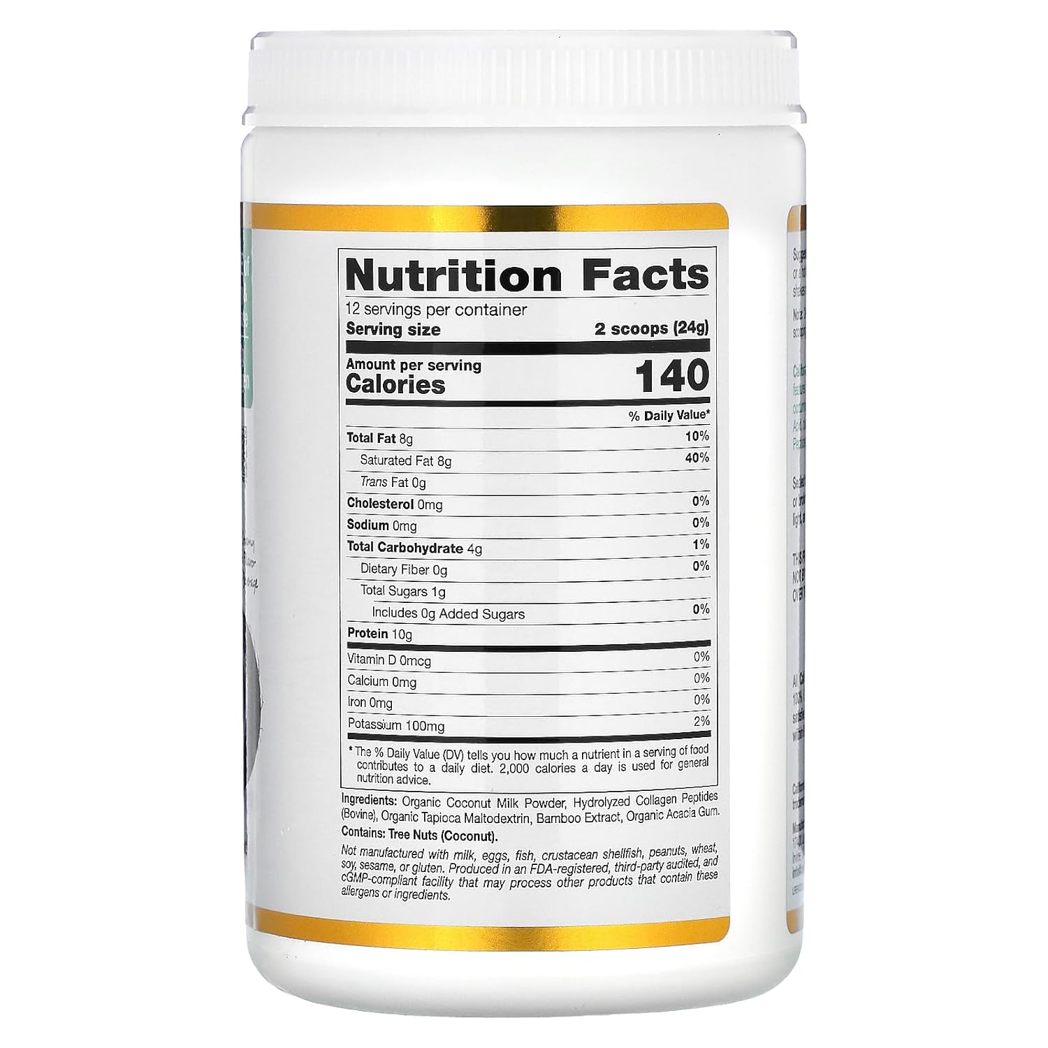 California Gold Nutrition Superfoods, Crema de colágeno y coco, 10.2 oz (288 g)