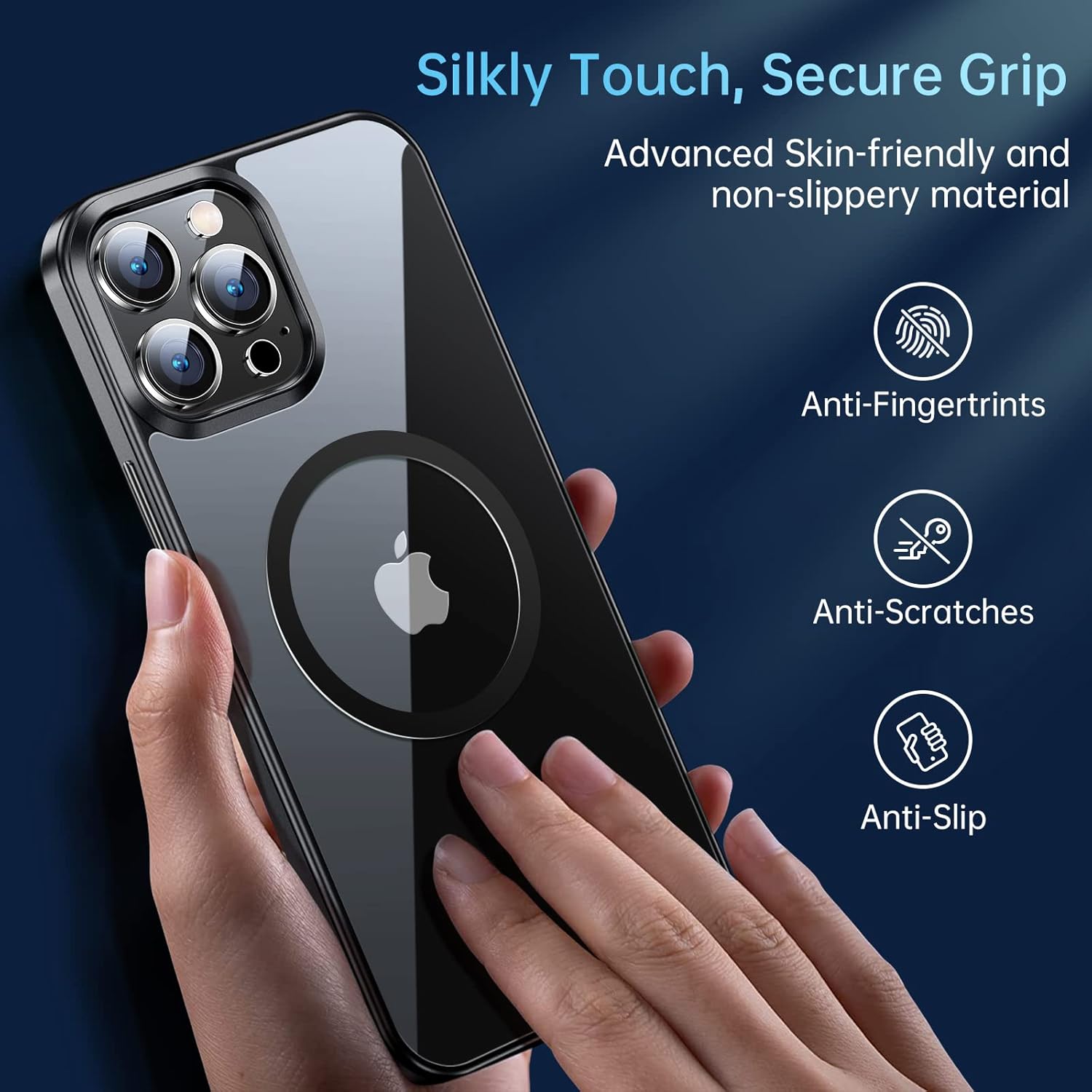 Funda magnética delgada transparente para iPhone 14 Pro no amarillea Protección de grado militar Imanes fuertes número 1 JUESHITUO compatible con