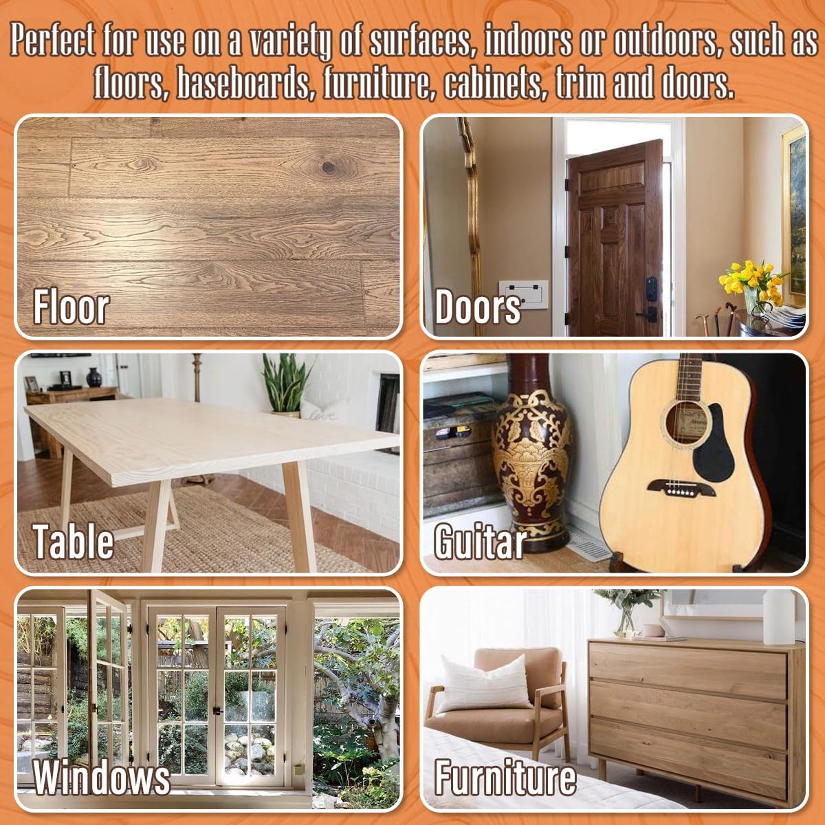 Relleno de madera multiusos, kit de reparación de madera (natural), masilla de relleno de madera de secado rápido, repara rápidamente agujeros,