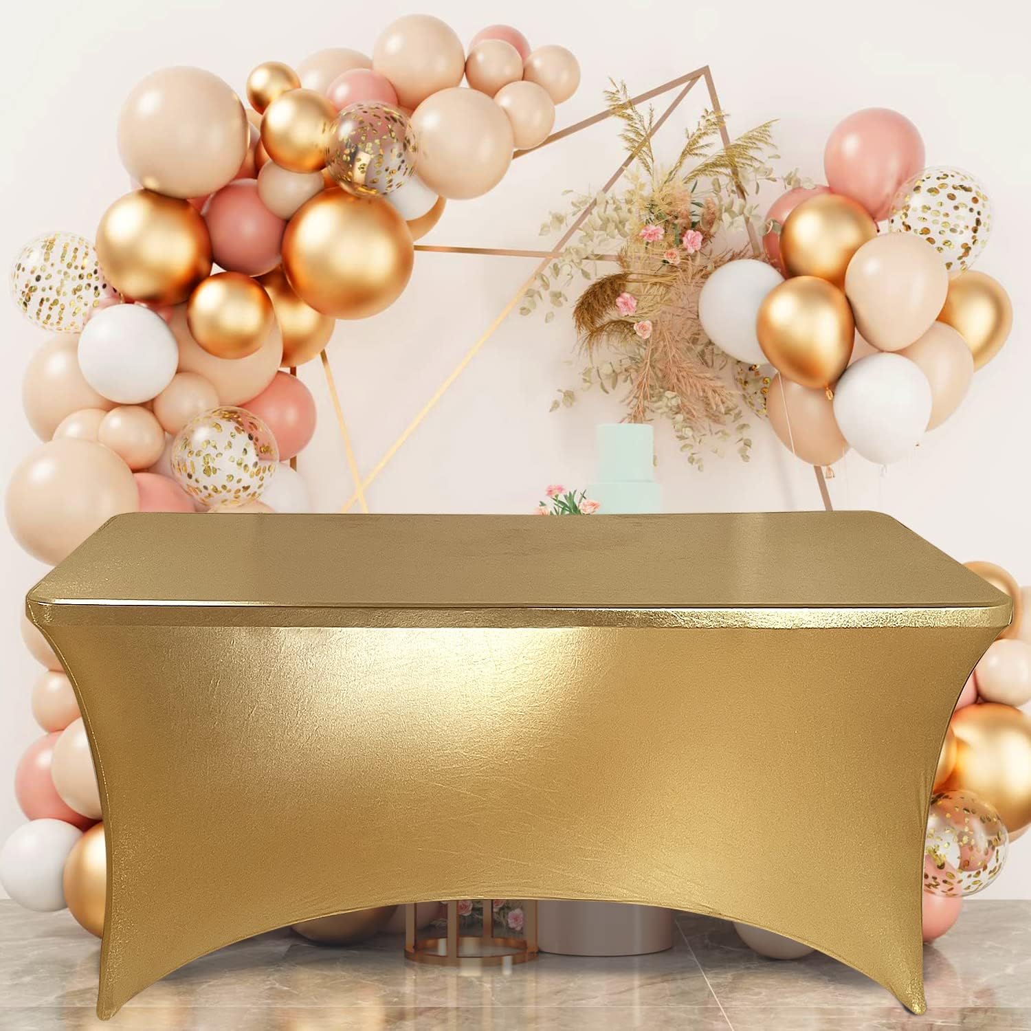 Obstal Mantel de elastano elástico de 6.0 ft para mesas plegables estándar, protector rectangular universal ajustable para bodas, banquetes y