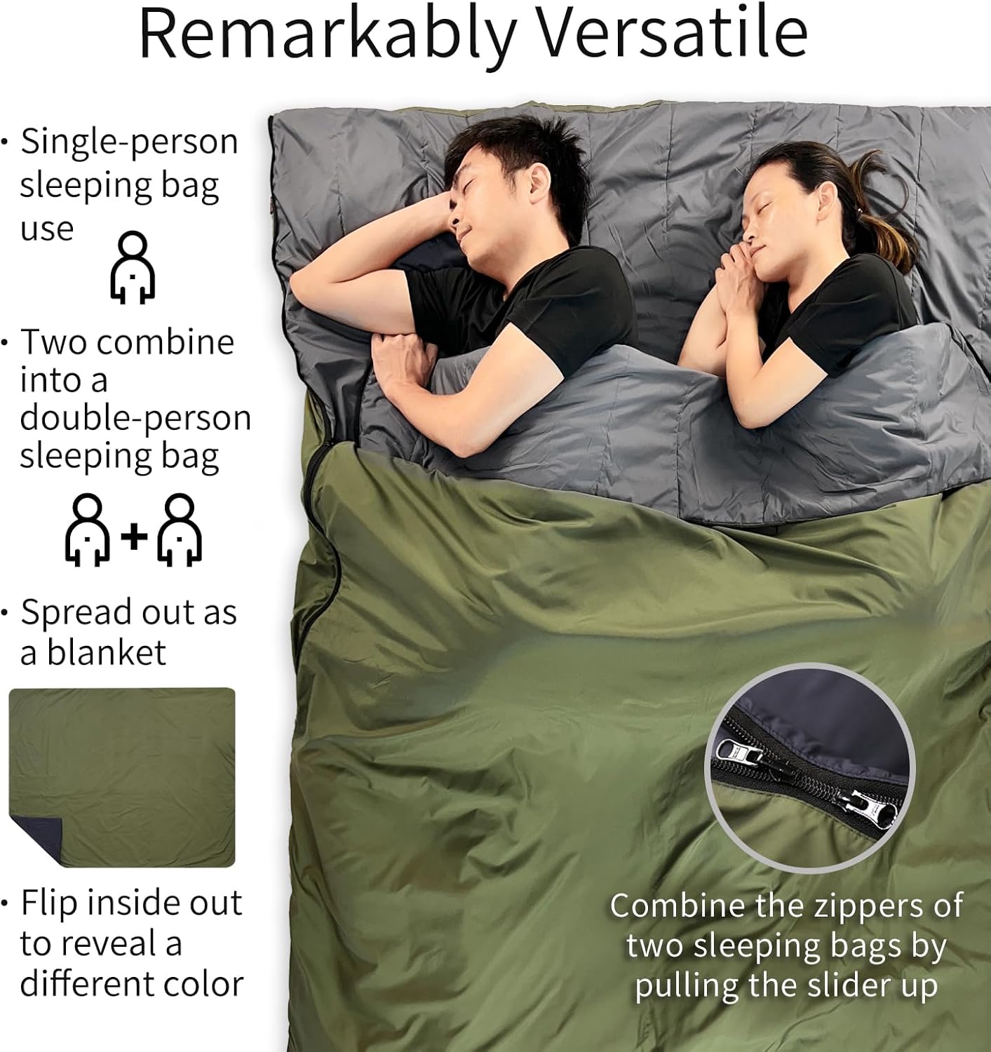 Litume 1.6 lbs 720g, 68F-50F Sleeping Bag, Combinable Lightweight Packable Compact Portable for Adults, Double Sleeping Bag, for Backpacking,